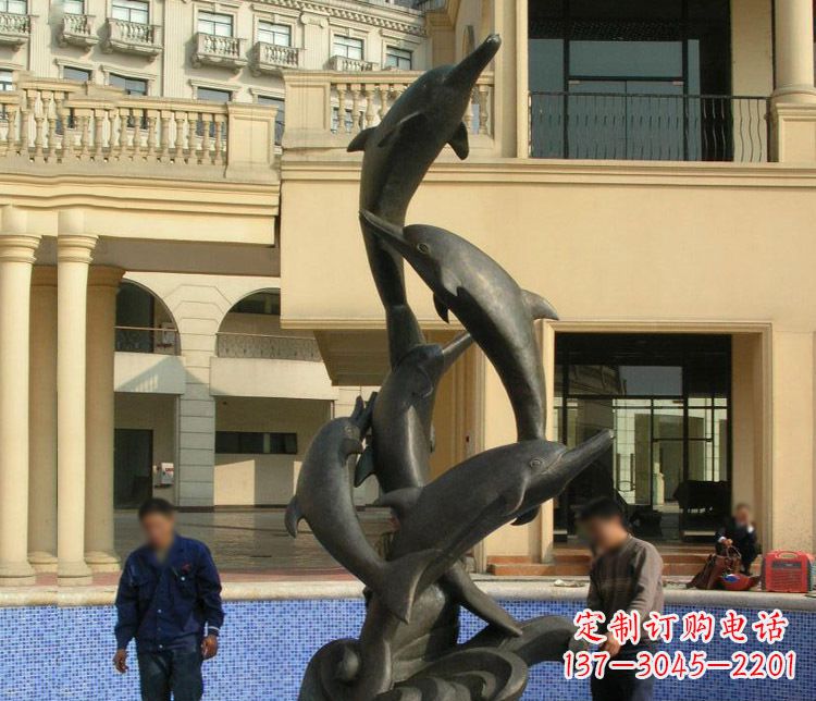 跳跃海豚景观铜雕