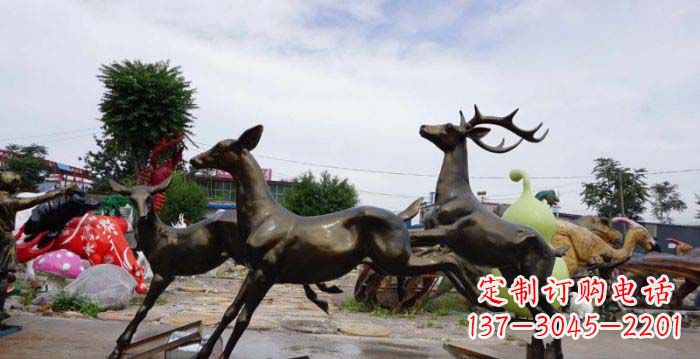 跳跃的小鹿铜雕