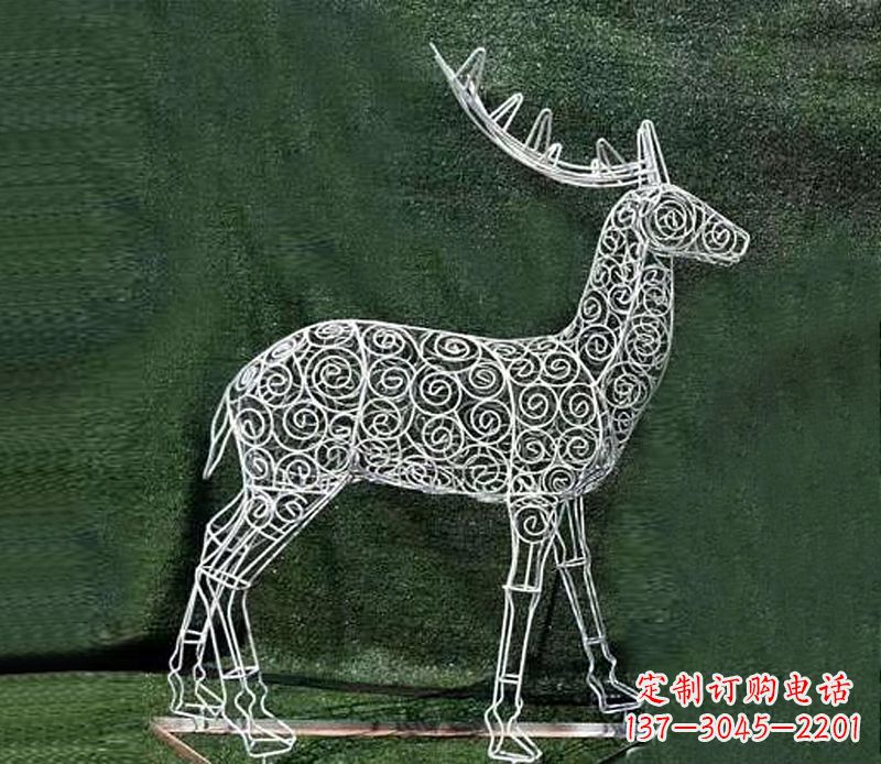 铁艺不锈钢镂空梅花鹿雕塑