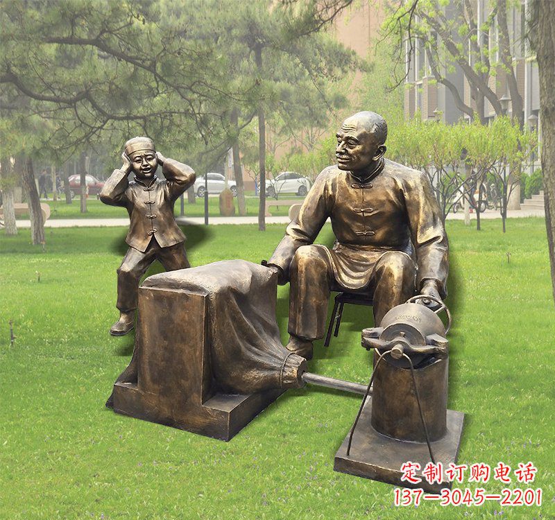铜雕爆米花人物 铜雕爆米花人物