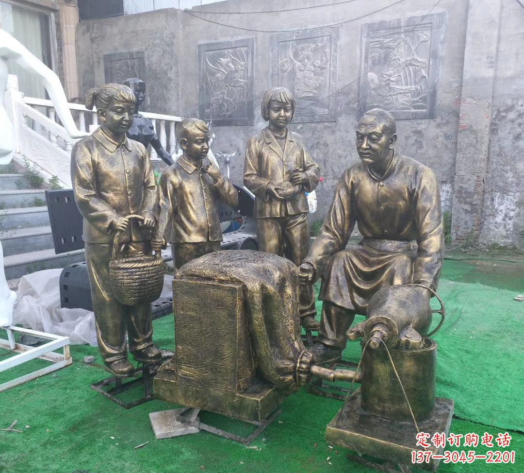 铜雕爆米花人物雕塑
