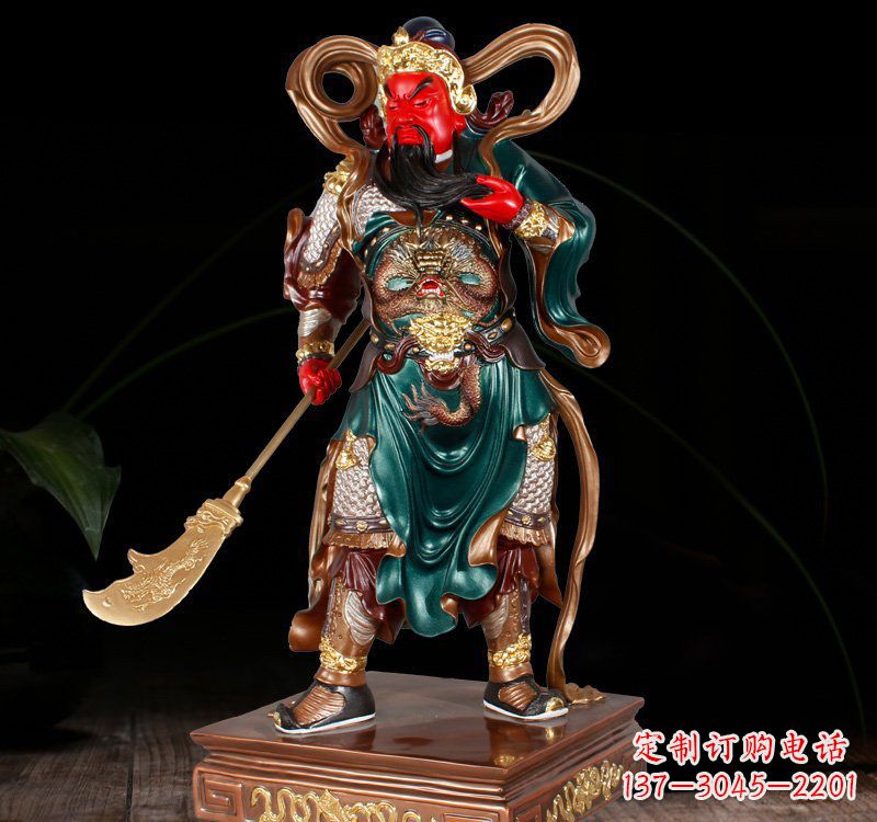 铜雕彩绘关公