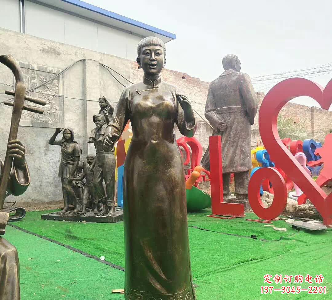 铜雕唱戏人物雕塑