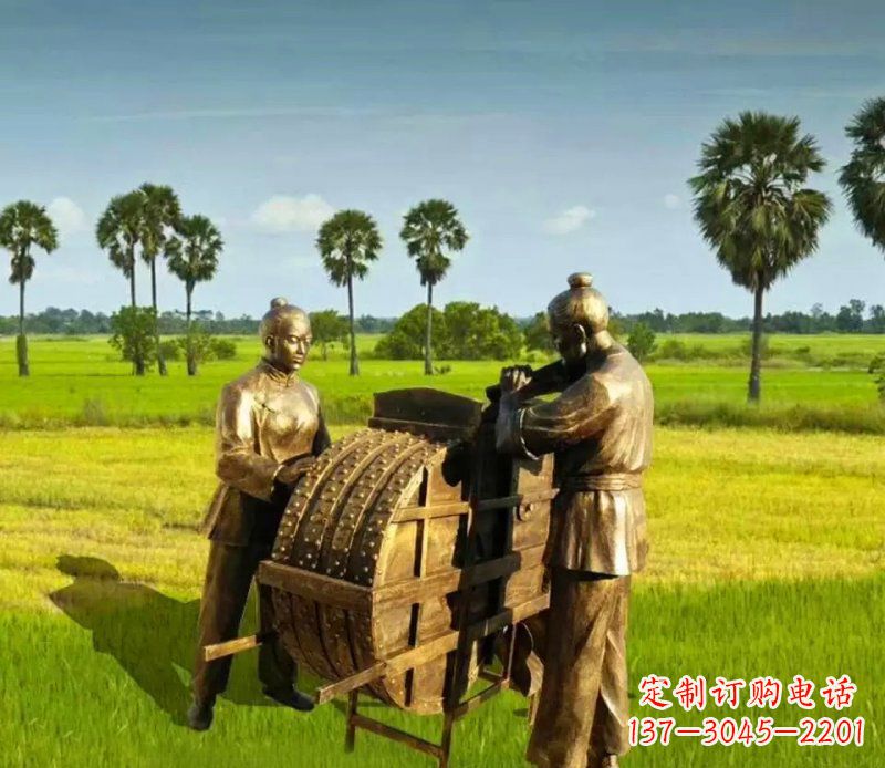 铜雕大丰收老式民间人物雕塑