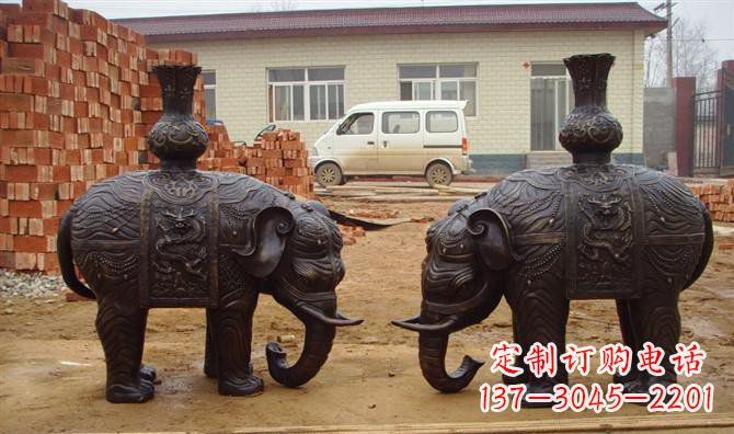 铜雕大象公园动物雕塑