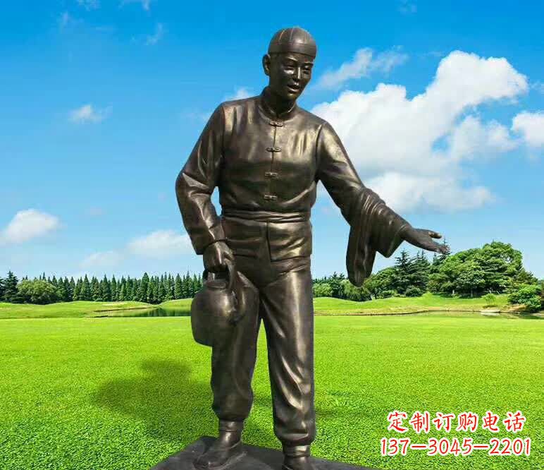 铜雕店小二人物雕塑1