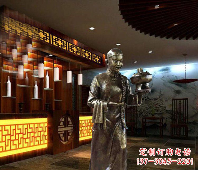 铜雕店小二小品人物雕塑