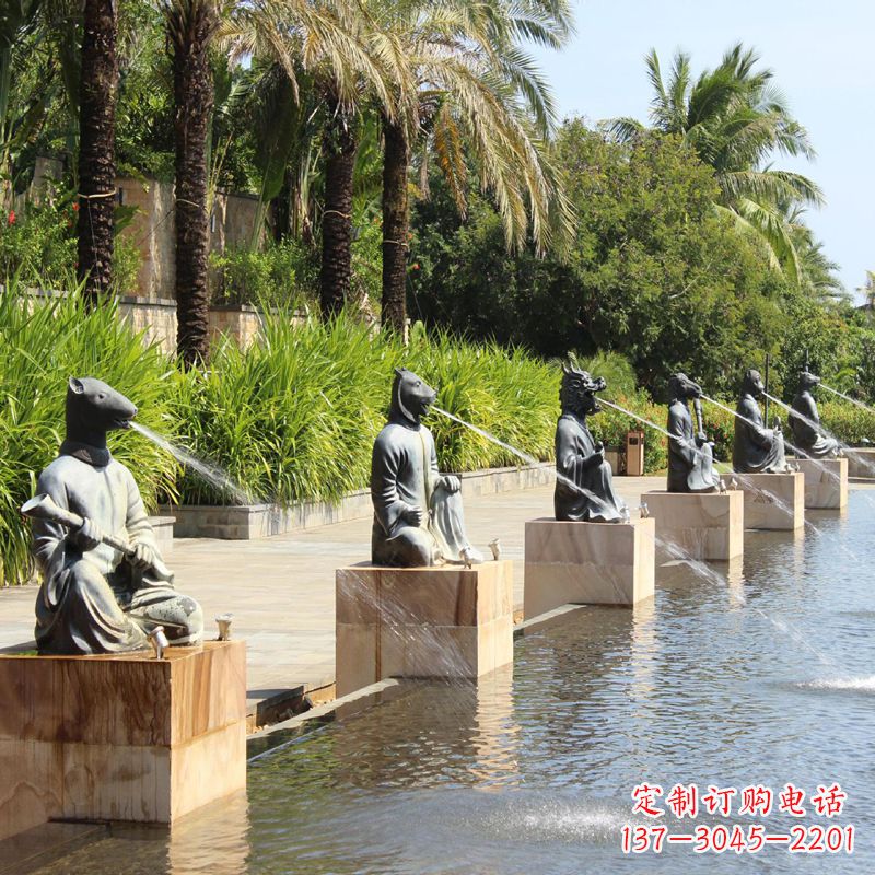铜雕动物喷泉景观雕塑