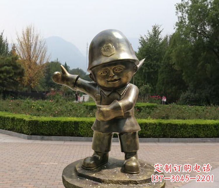铜雕儿童交通警察 铜雕儿童交通警察