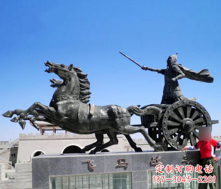 铜雕飞马战车