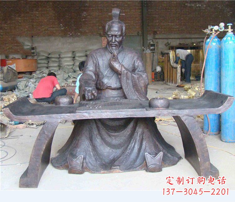 铜雕古代下棋人物雕塑