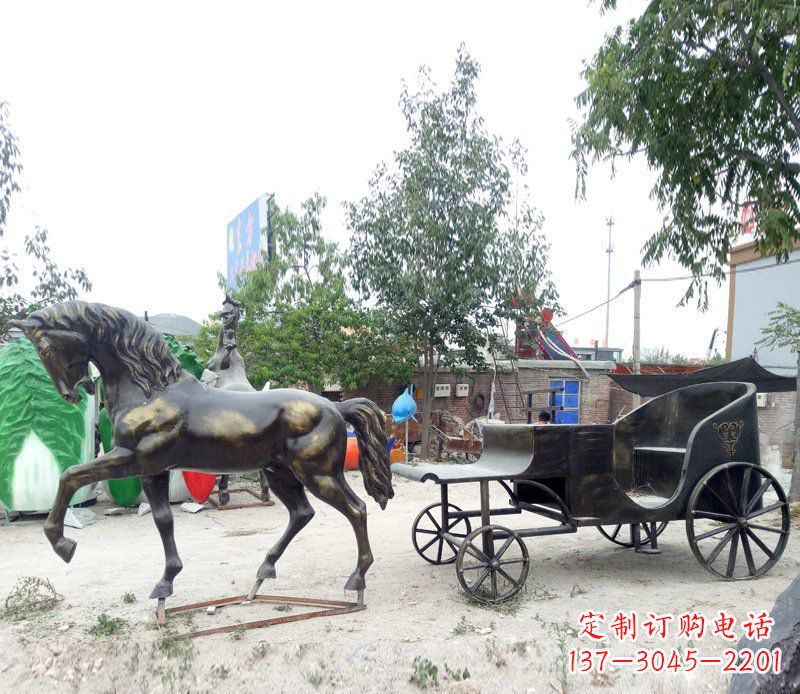 铜雕古代战马景观摆件
