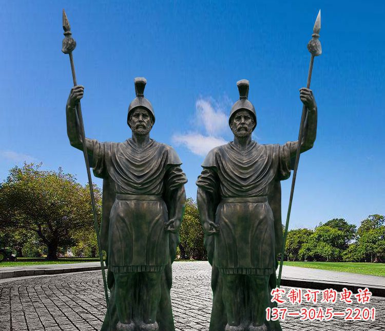 铜雕古罗马战士人物