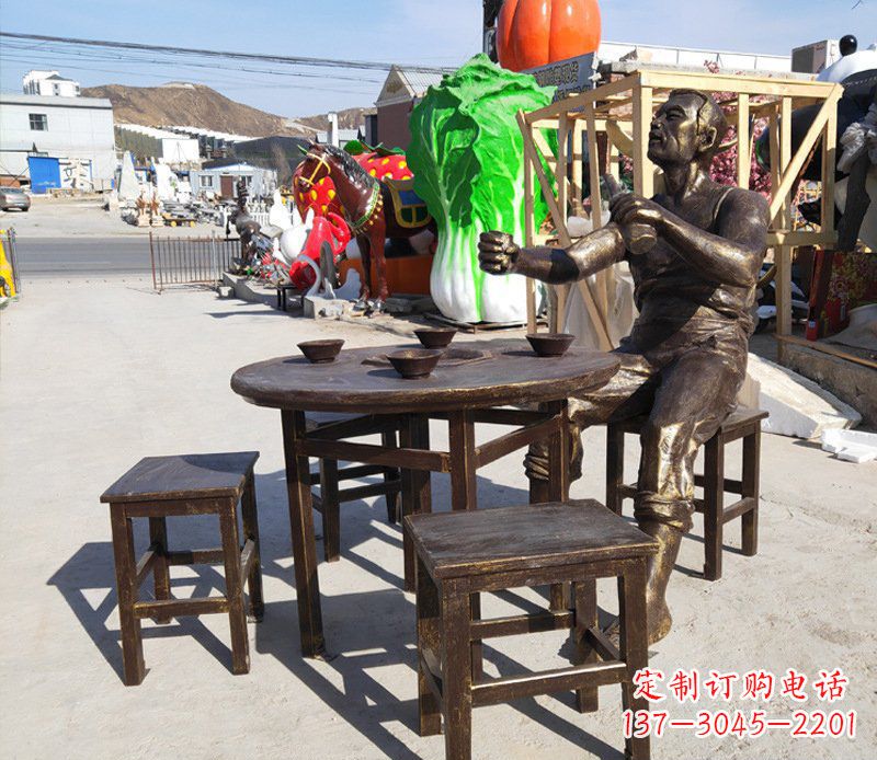 铜雕广场喝酒小品人物雕塑