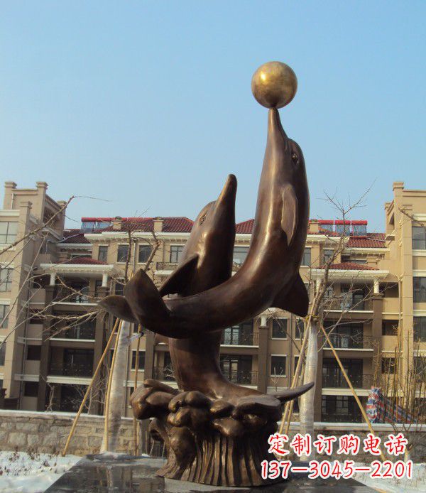 铜雕海豚雕塑 (2)