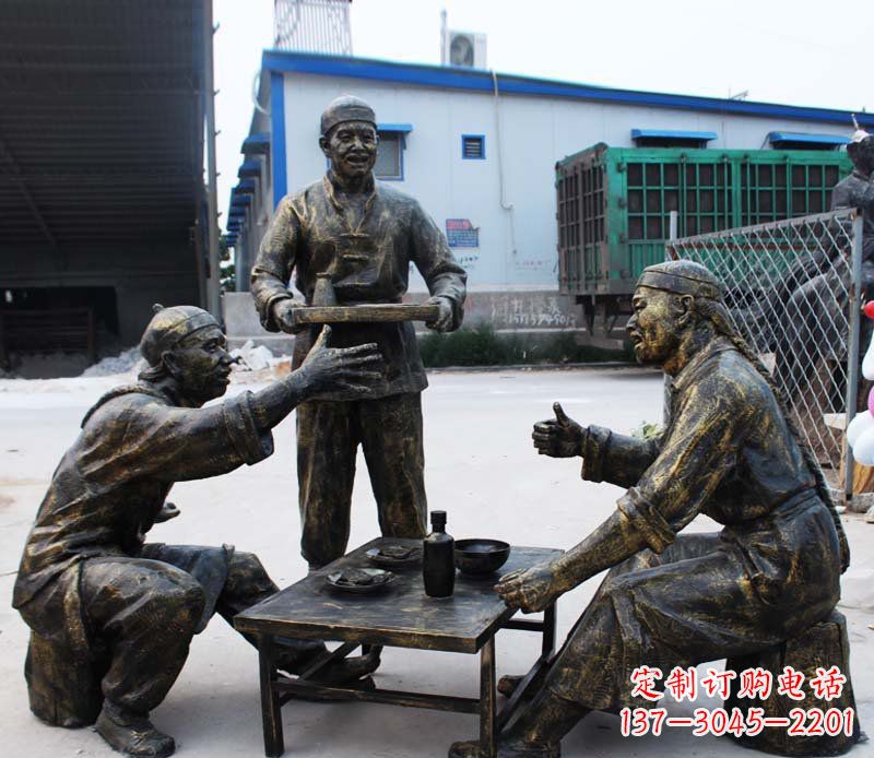 铜雕喝酒划拳人物雕塑 (2)