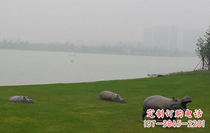 铜雕河马公园动物雕塑
