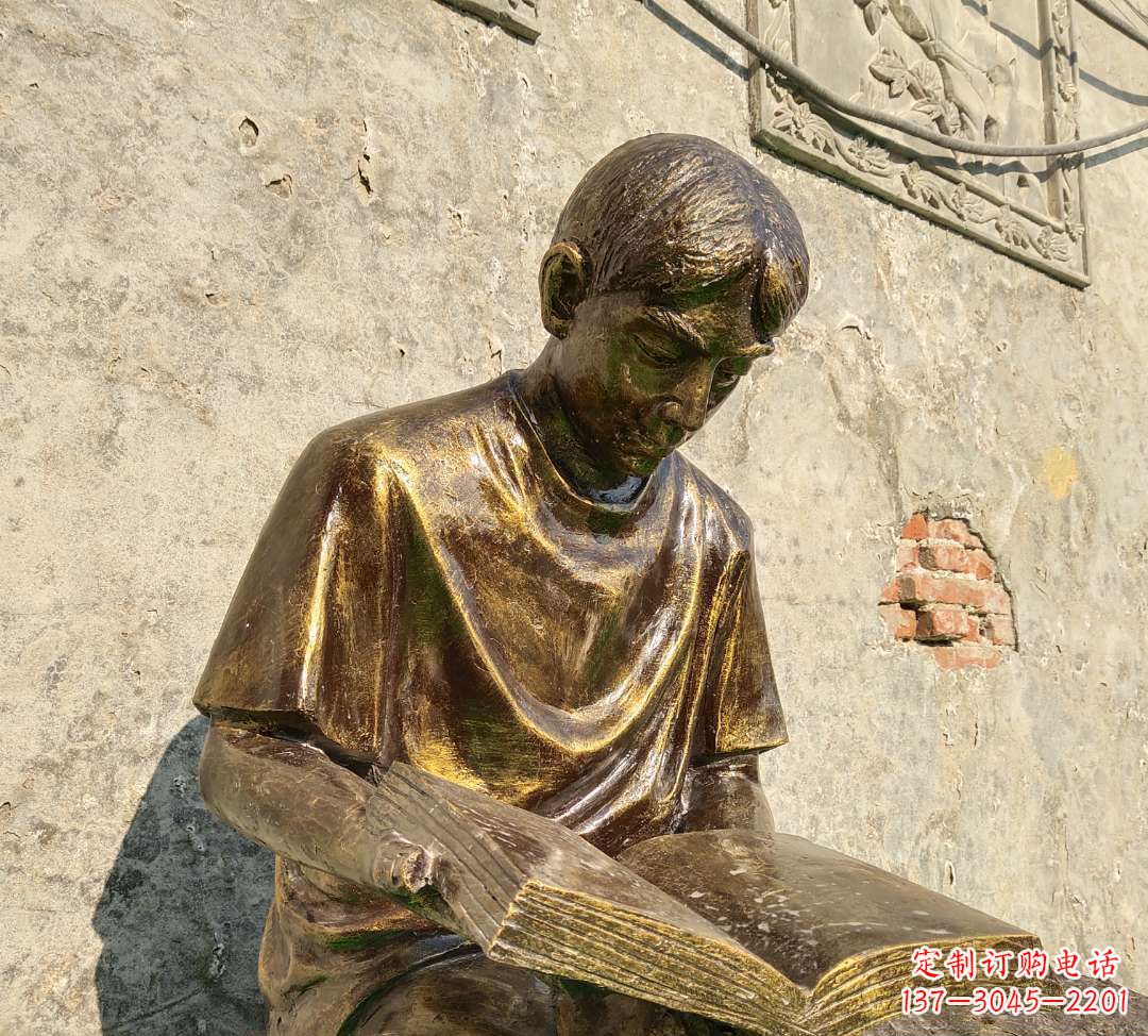 铜雕户外读书人物雕塑