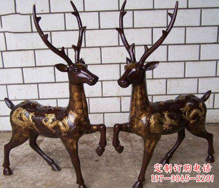 铜雕吉祥复古梅花鹿雕塑摆件