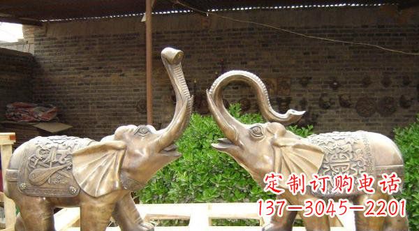 铜雕吉祥小象公园动物雕塑