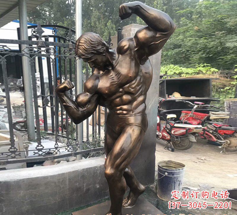铜雕健身人物