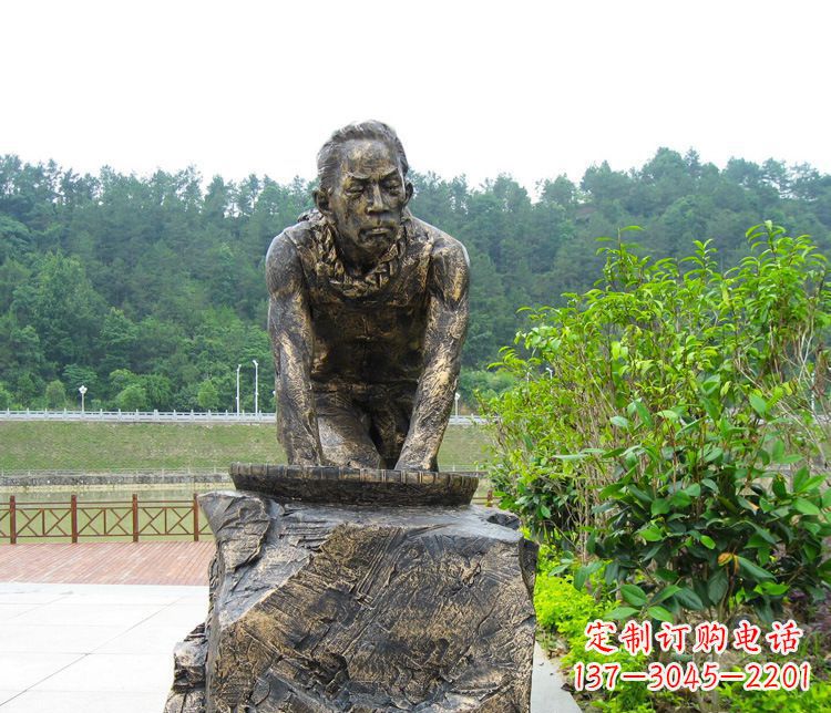 铜雕检茶叶人物雕塑
