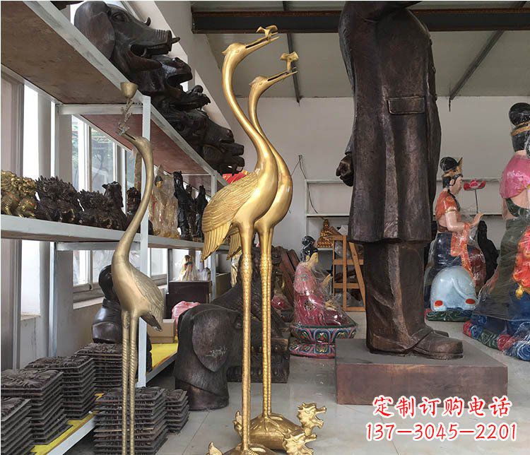 铜雕金属仙鹤动物雕塑