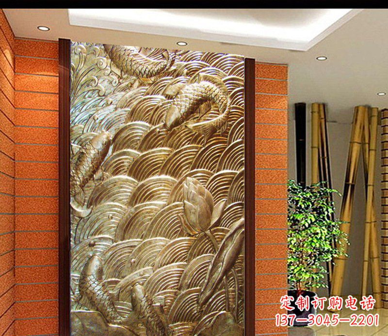 铜雕酒店锻造鲤鱼壁画景观摆件