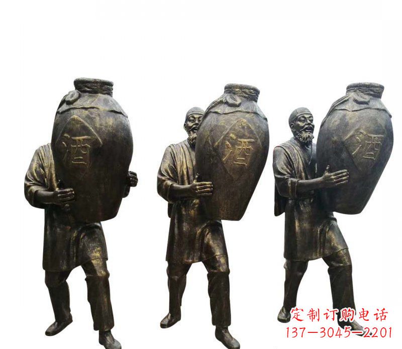 铜雕酒店酿酒迎宾人物雕塑