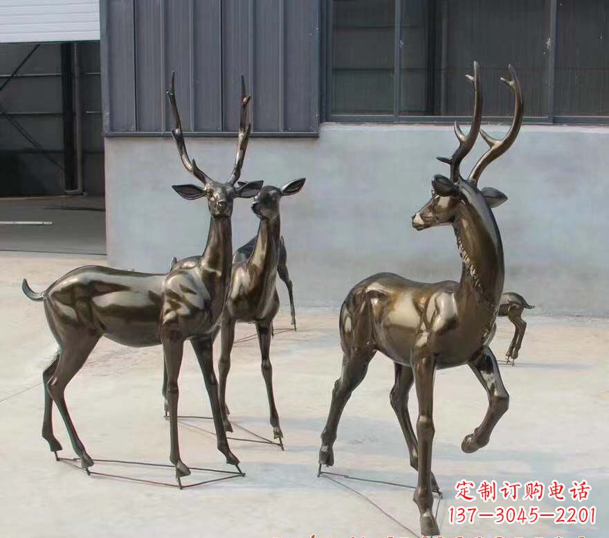 铜雕鹿群雕塑