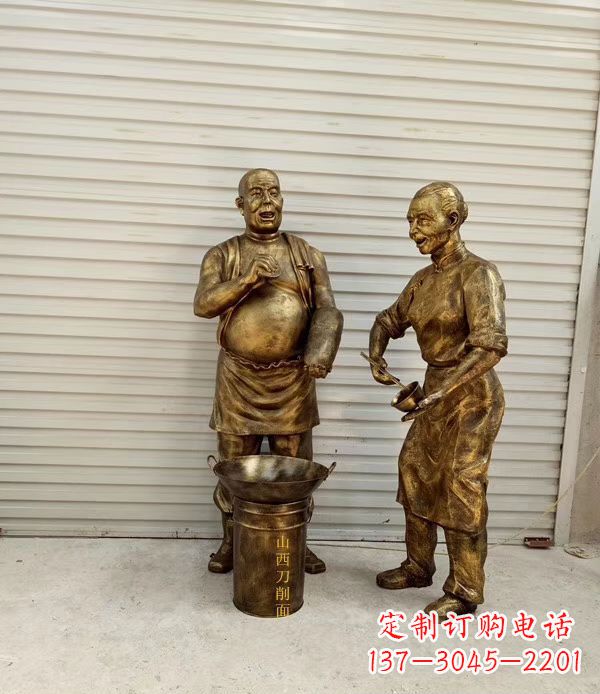 铜雕卖拉面人物雕塑