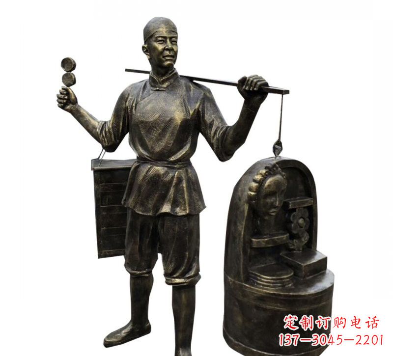 铜雕卖货郎