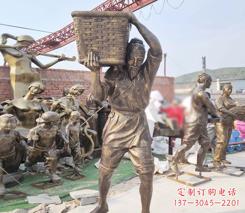 铜雕民俗丰收人物雕塑 (2)