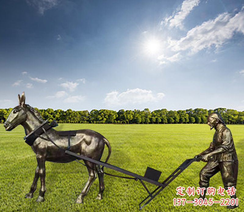 铜雕民俗耕地人物雕塑