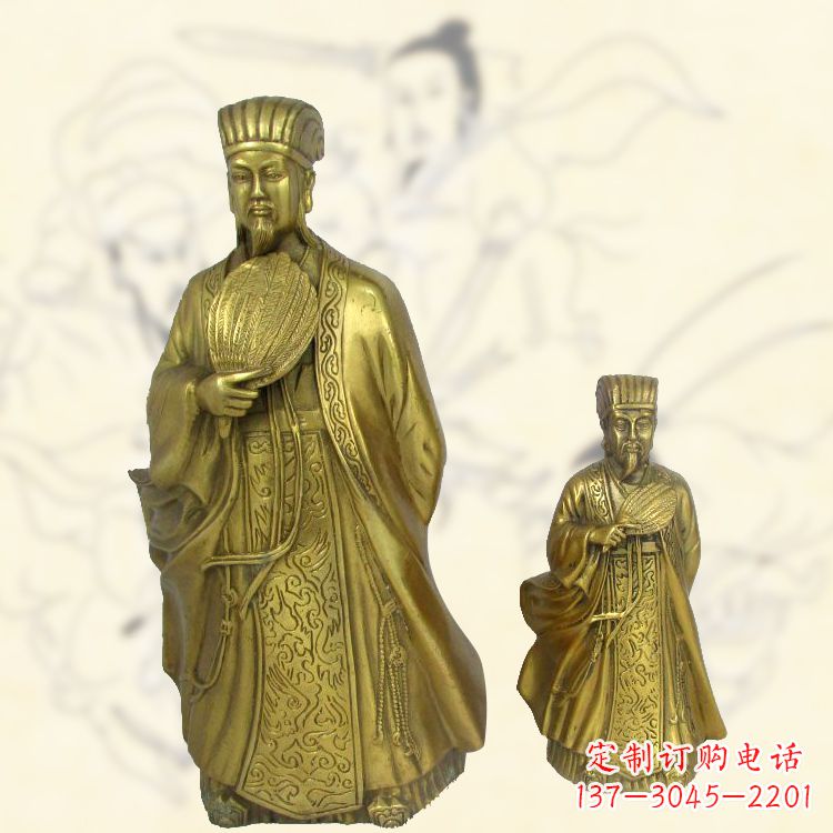 铜雕名人诸葛亮雕像-纯铜铸造三国人物雕塑