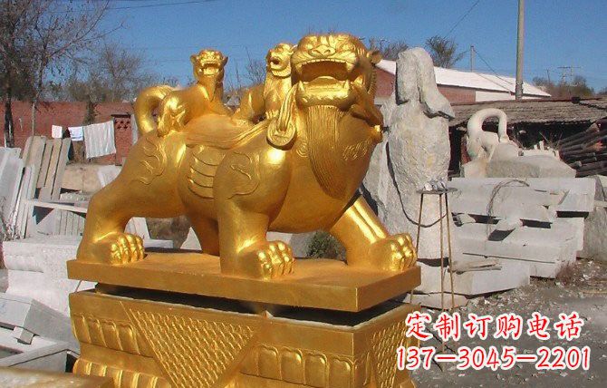 铜雕母子貔貅