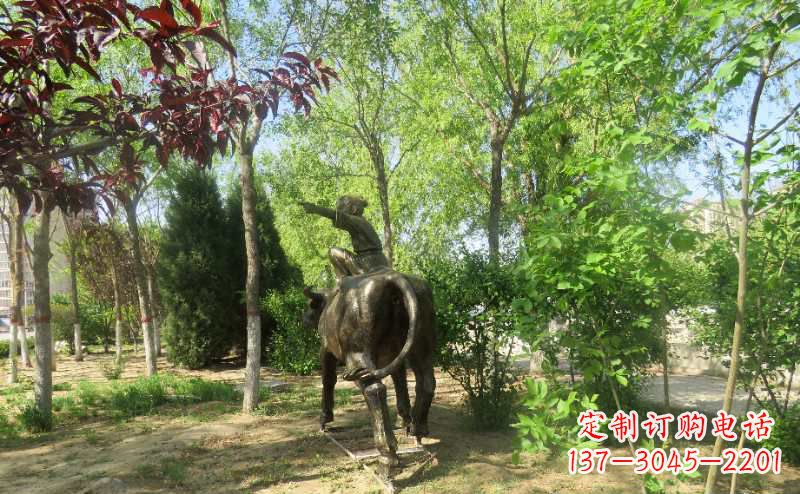铜雕牧童骑牛雕塑