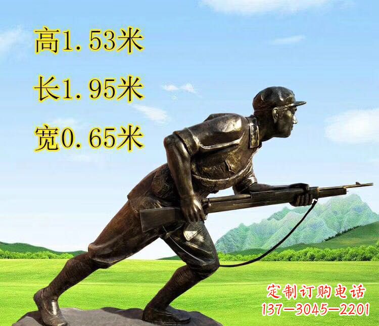 铜雕/战士-铜雕拿枪战士雕塑 铜雕/战士-铜雕拿枪战士雕塑