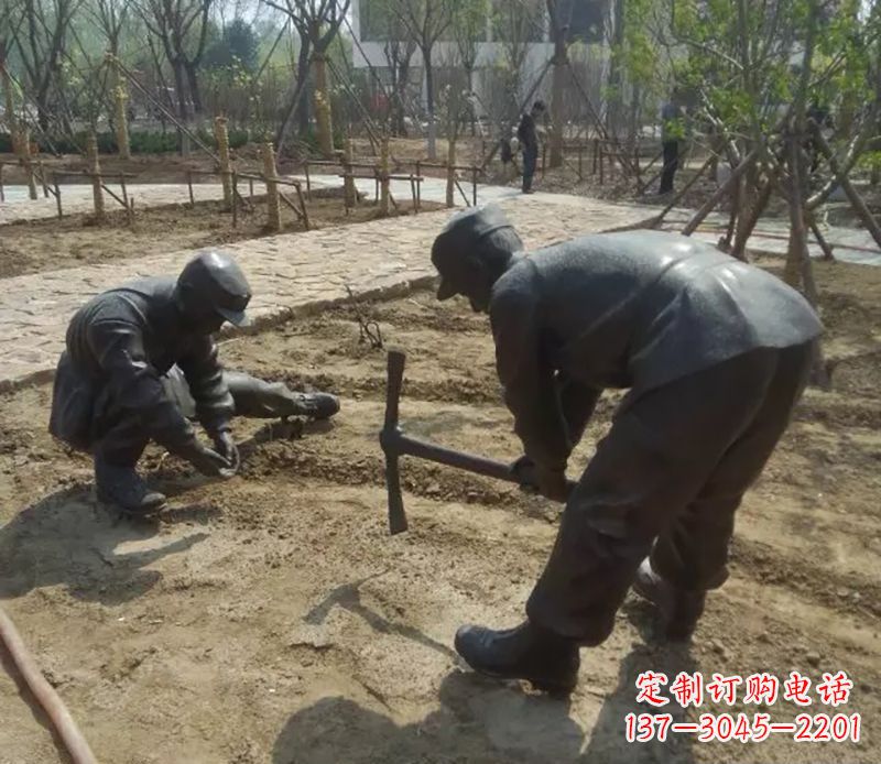 铜雕农耕人物公园雕塑