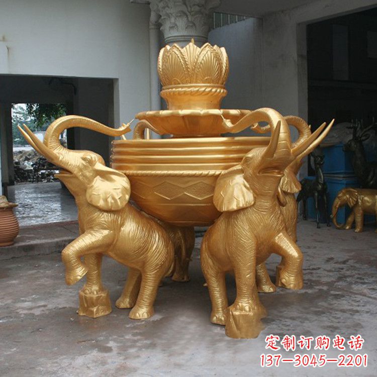 铜雕喷水大象雕塑