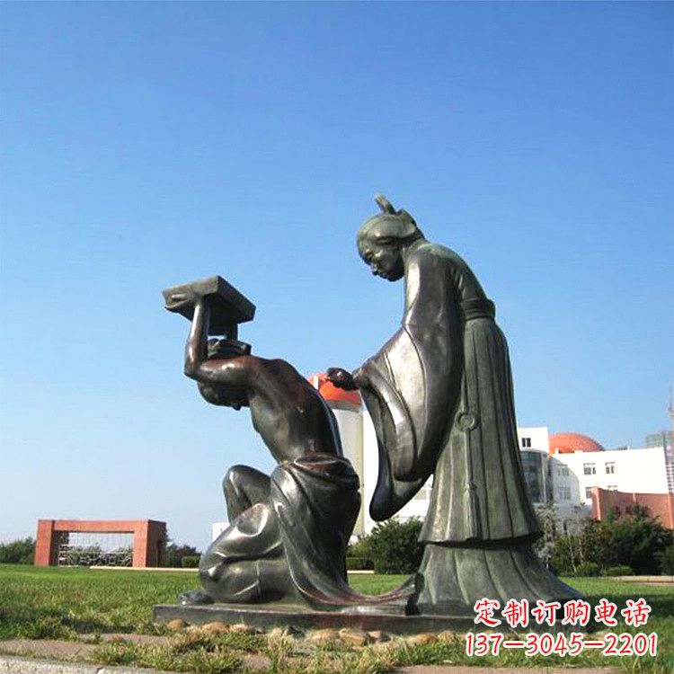 铜雕情景小品岳母刺字