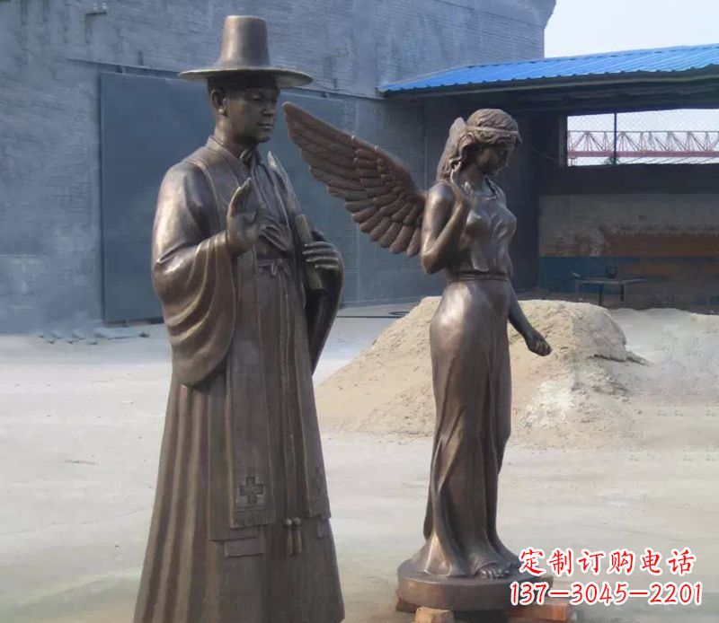 铜雕人物,广场景观