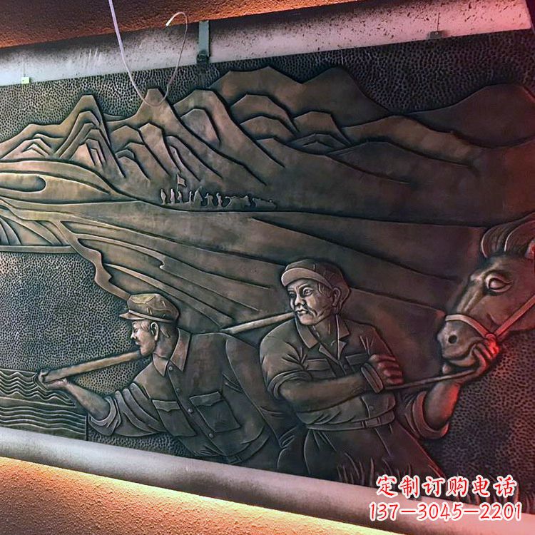 铜雕山水浮雕