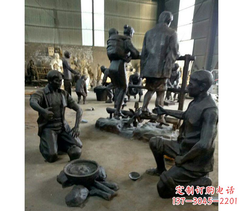 铜雕商业街喝酒人物雕塑
