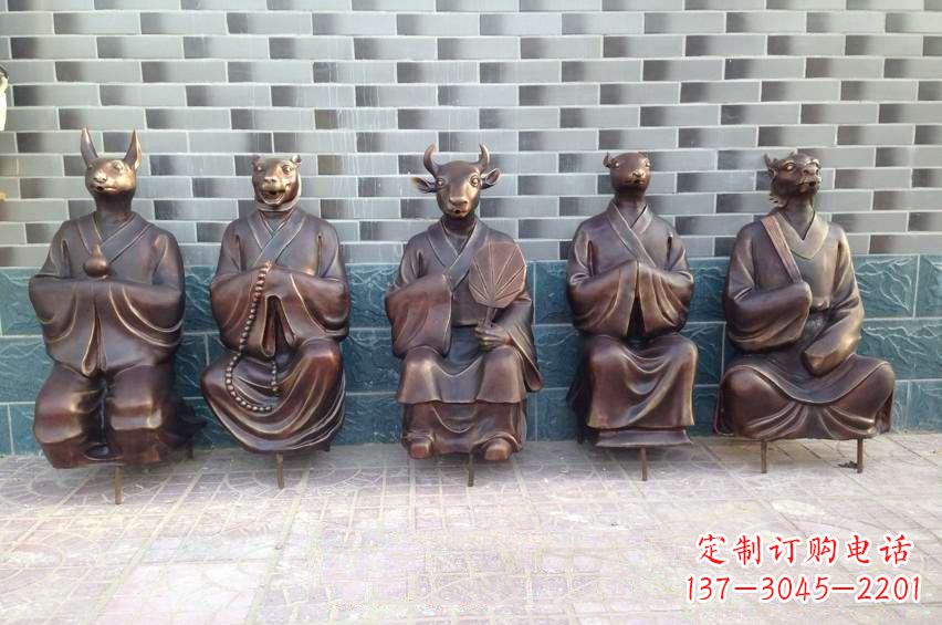 铜雕兽首人身十二生肖雕塑