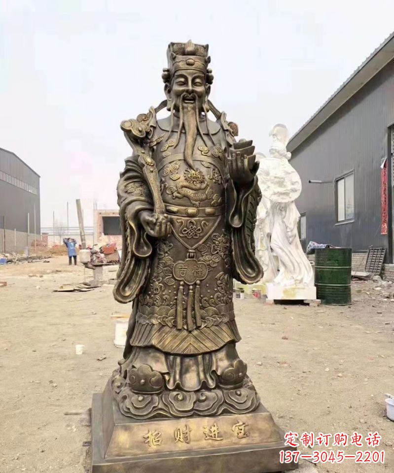 铜雕寺庙财神雕塑