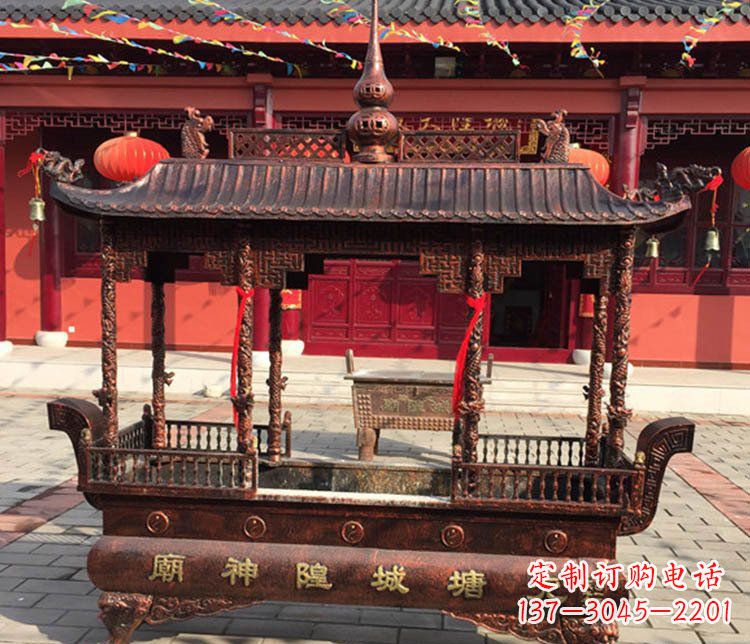 铜雕寺庙佛光普照香炉雕塑摆件