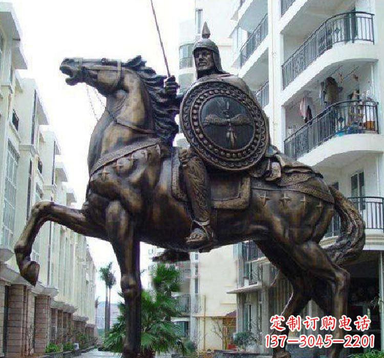 铜雕西方骑马的人物
