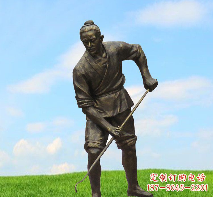 铜雕下地干活田园人物雕塑