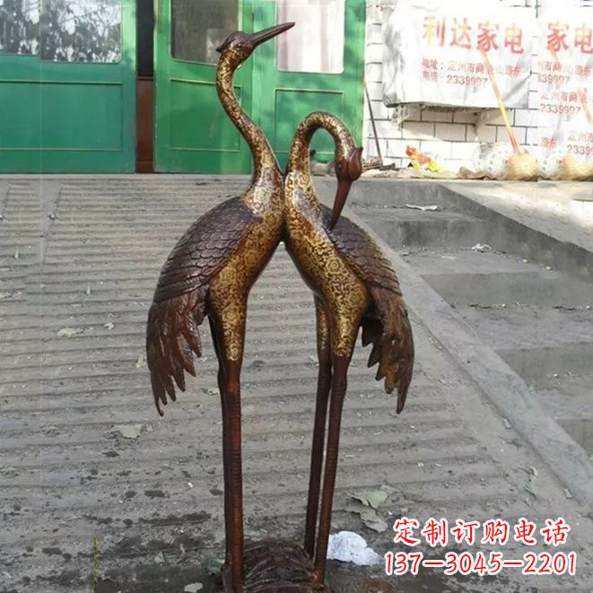 铜雕仙鹤夫妻